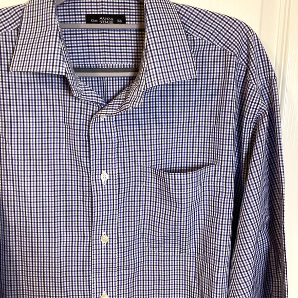 Marks & Spencer Vintage Men's Long Sleeve Shirt Collar Size 16 1/2 42 cm - Picture 2 of 10